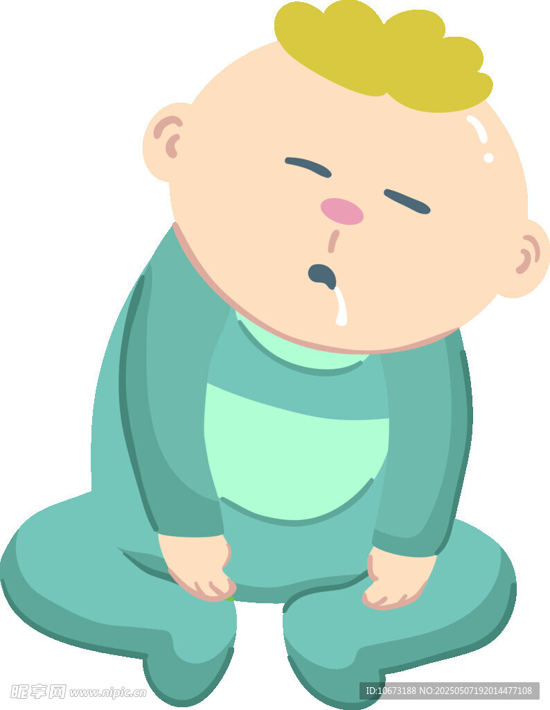 坐着打哈欠的可爱小宝宝