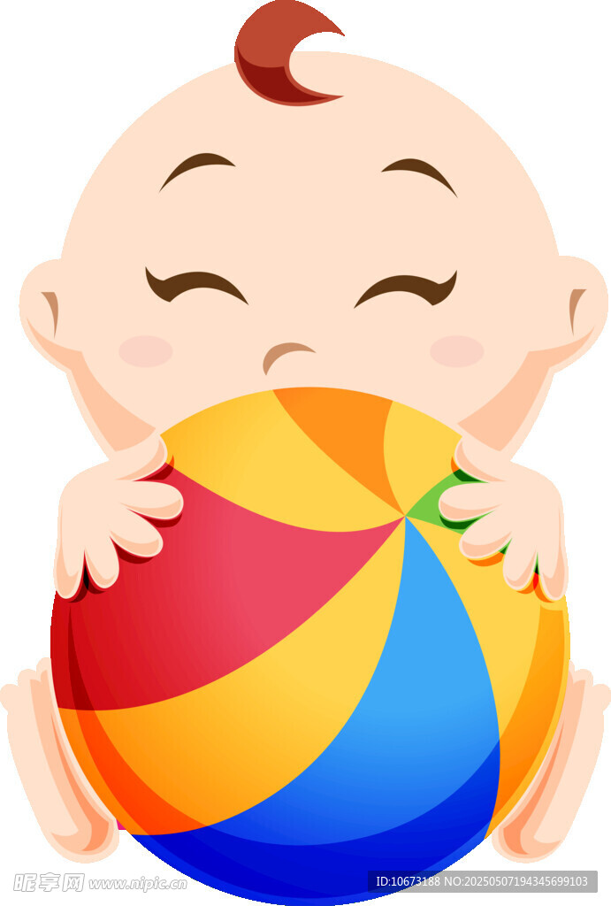 可爱宝宝抱彩色球玩耍