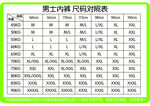 男士内裤尺码对照表