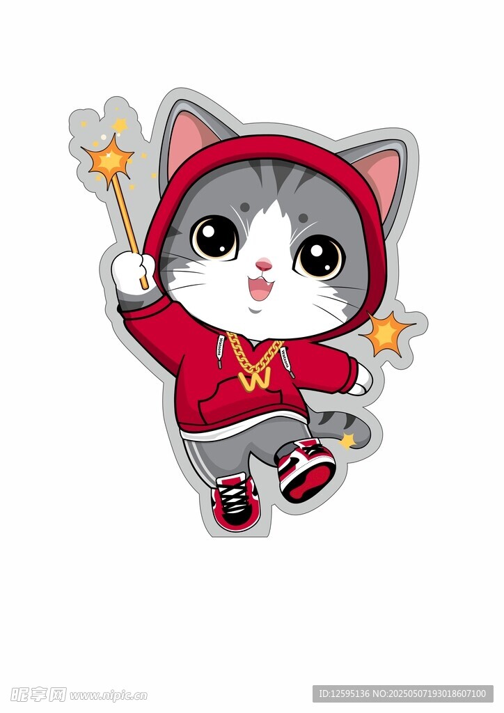 穿红衣的可爱猫咪卡通形象