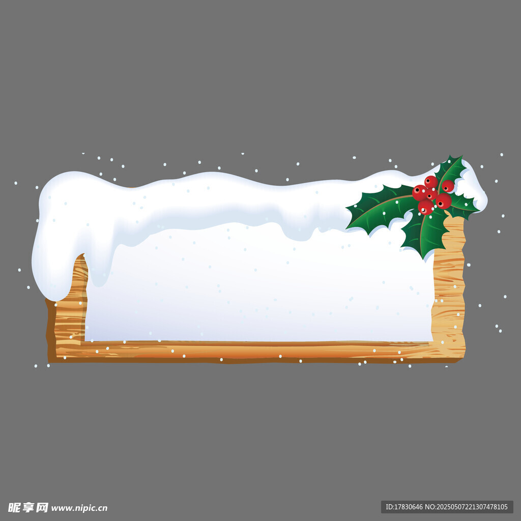 冬日积雪木牌饰以冬青
