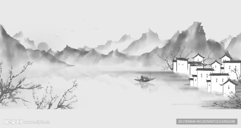 水墨山水间的静谧村落