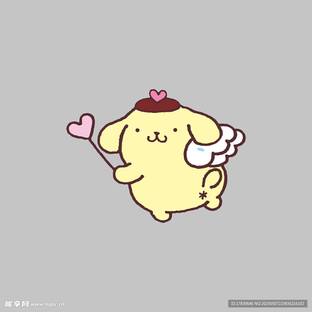 可爱带翼小狗持爱心