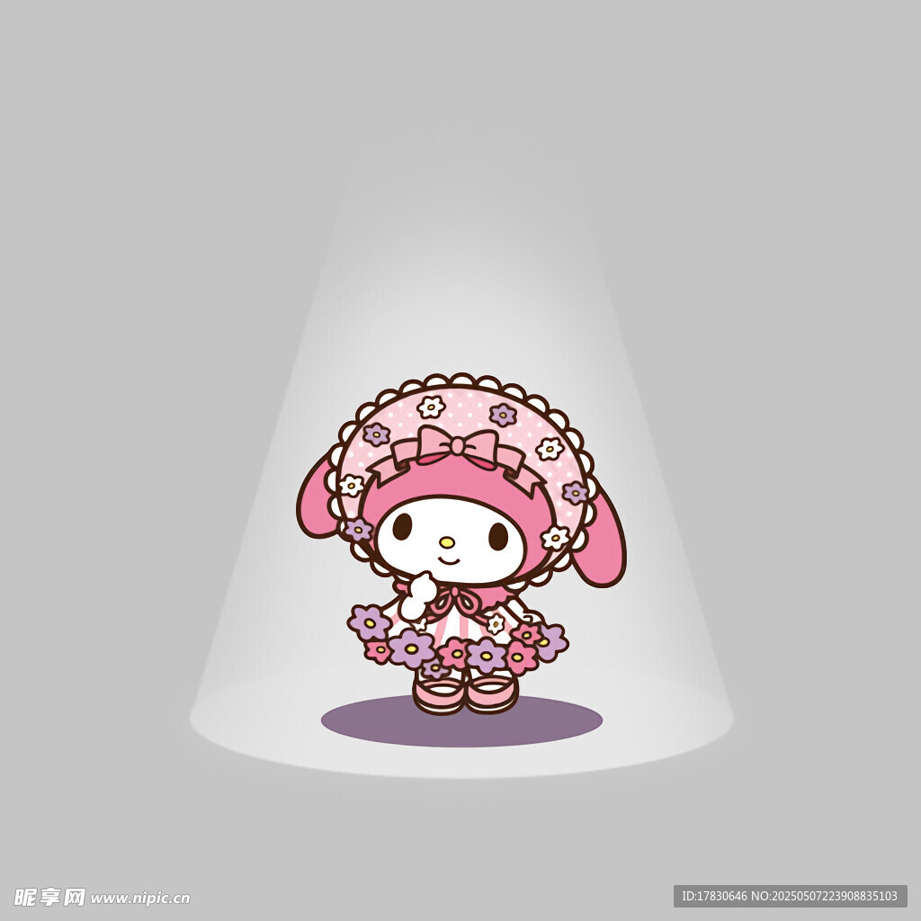 可爱花朵装扮的卡通女孩形象