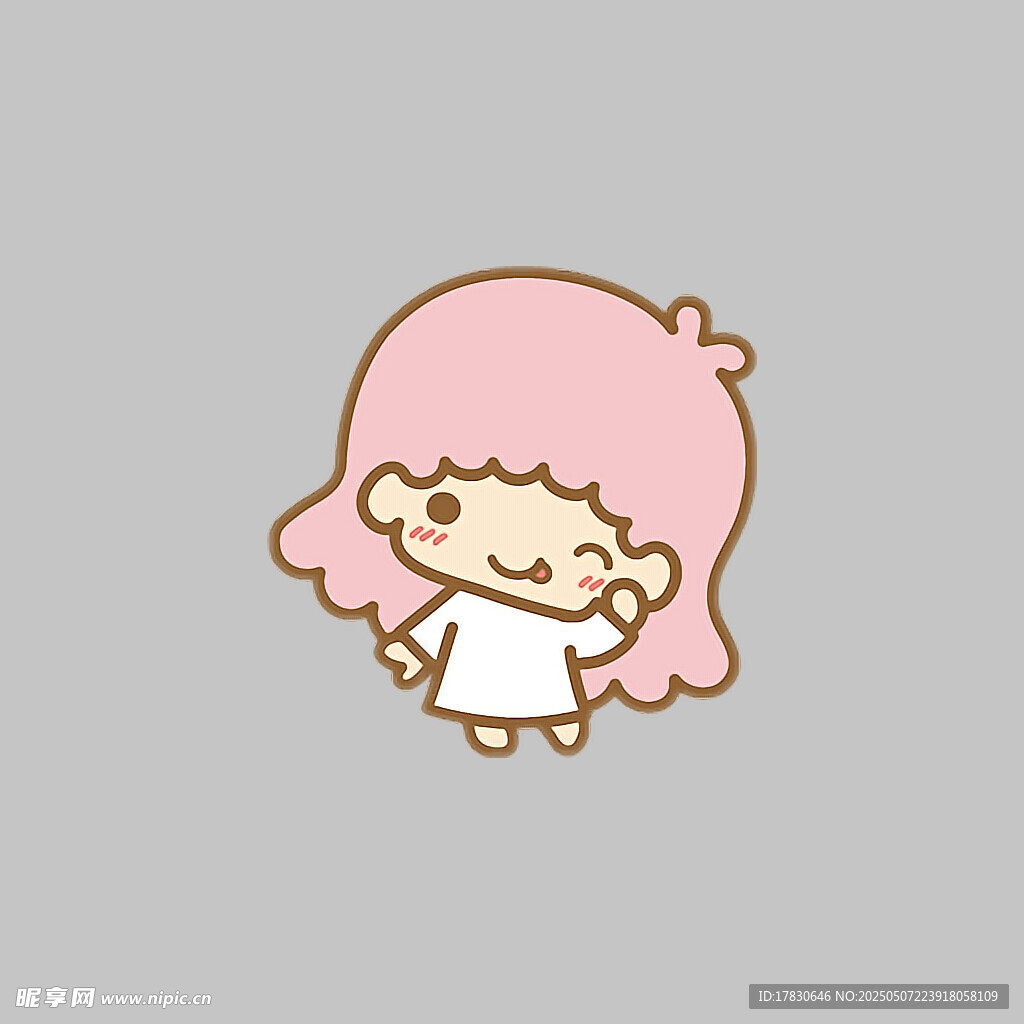 粉色卷发可爱卡通小女孩