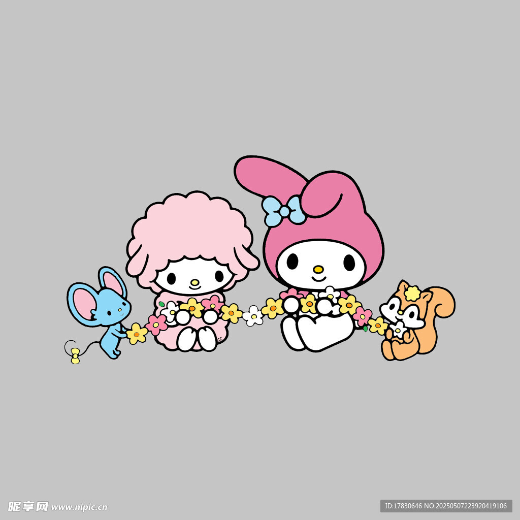 可爱卡通角色与小动物