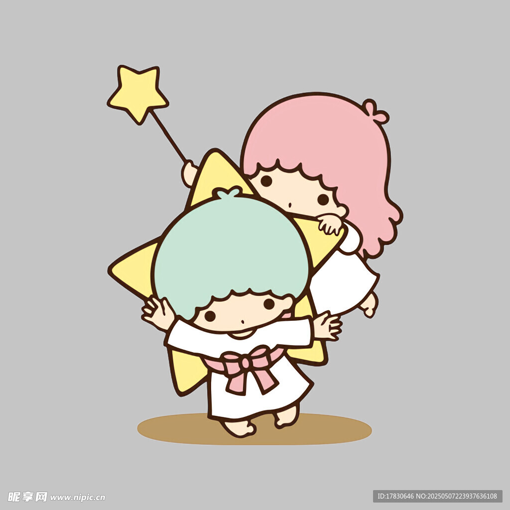 可爱双马尾女孩与星星