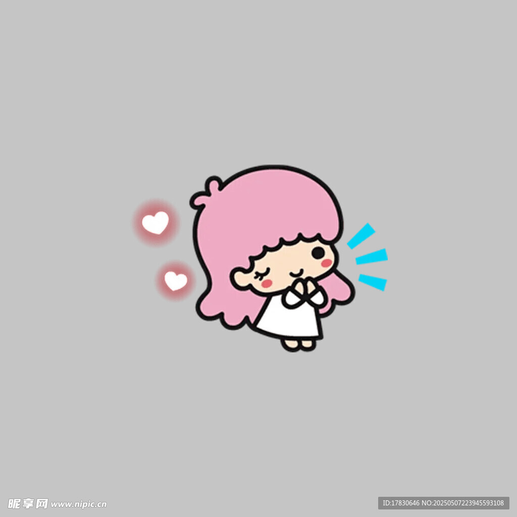 粉色头发卡通女孩惊讶表情