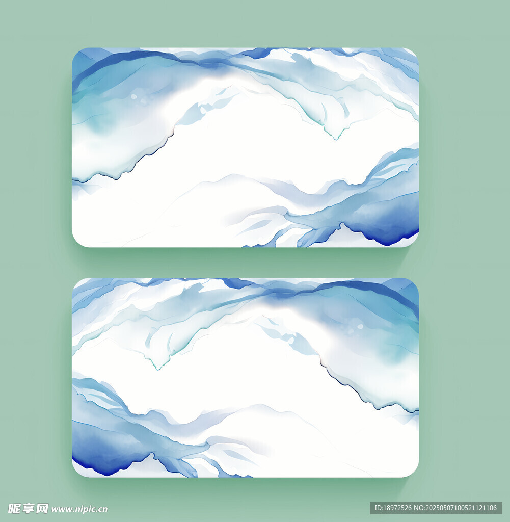 蓝白水墨风名片