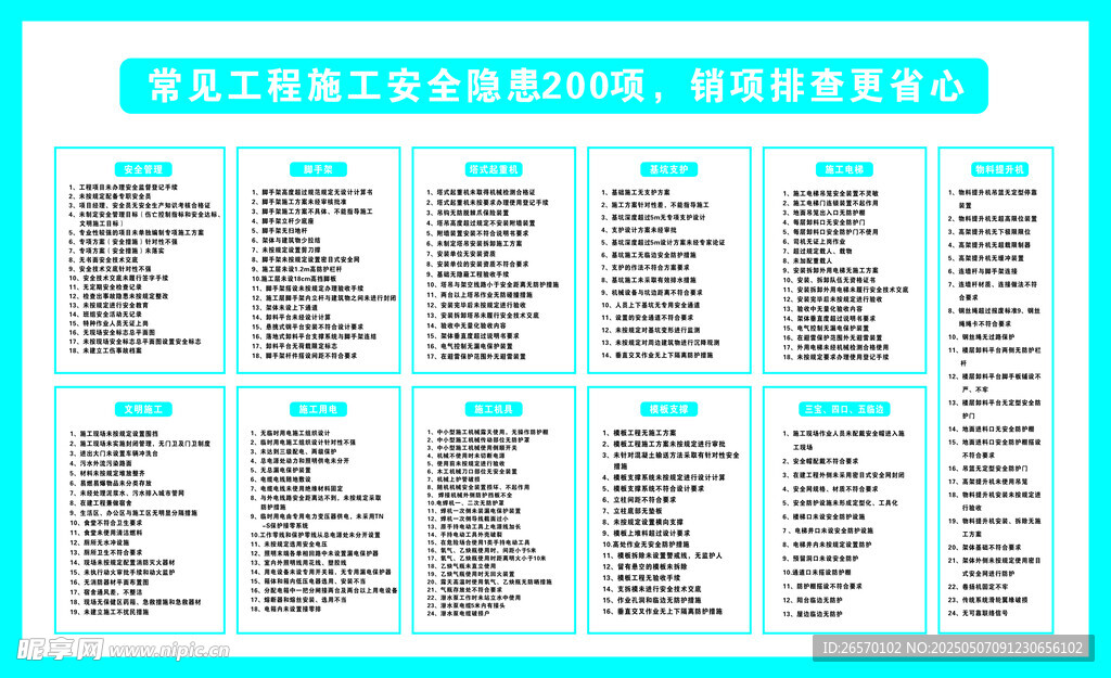 建筑施工安全隐患 200条