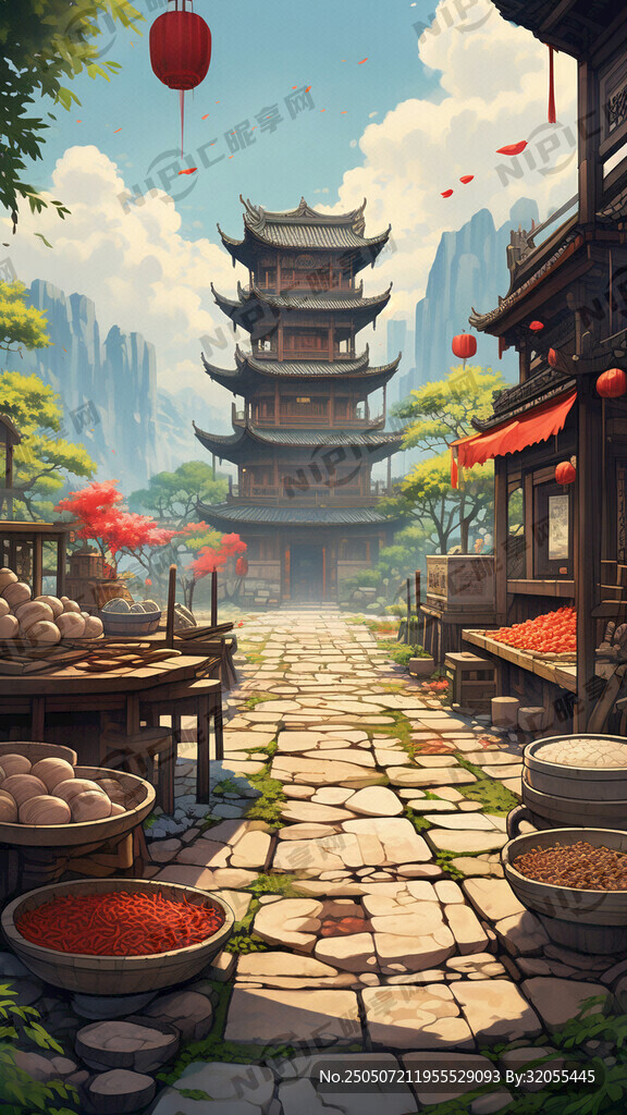 后景温州南戏故里 概念插画