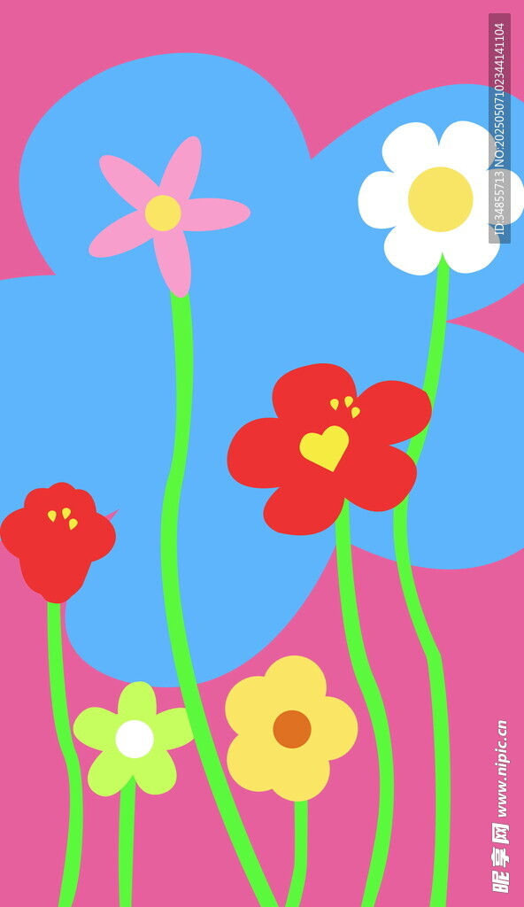 童趣手绘花朵插画