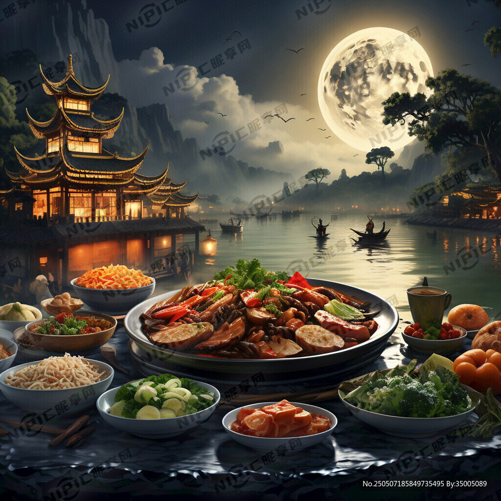 湘菜 月下湘江  要有月亮