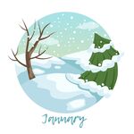 一月雪景插画
