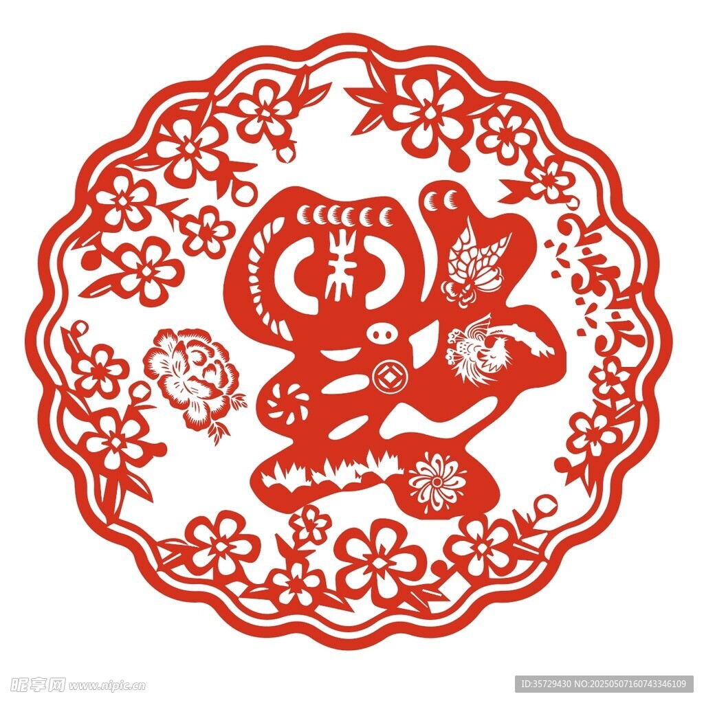 喜庆福字剪纸图案