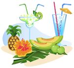 夏日清凉水果与饮品组合