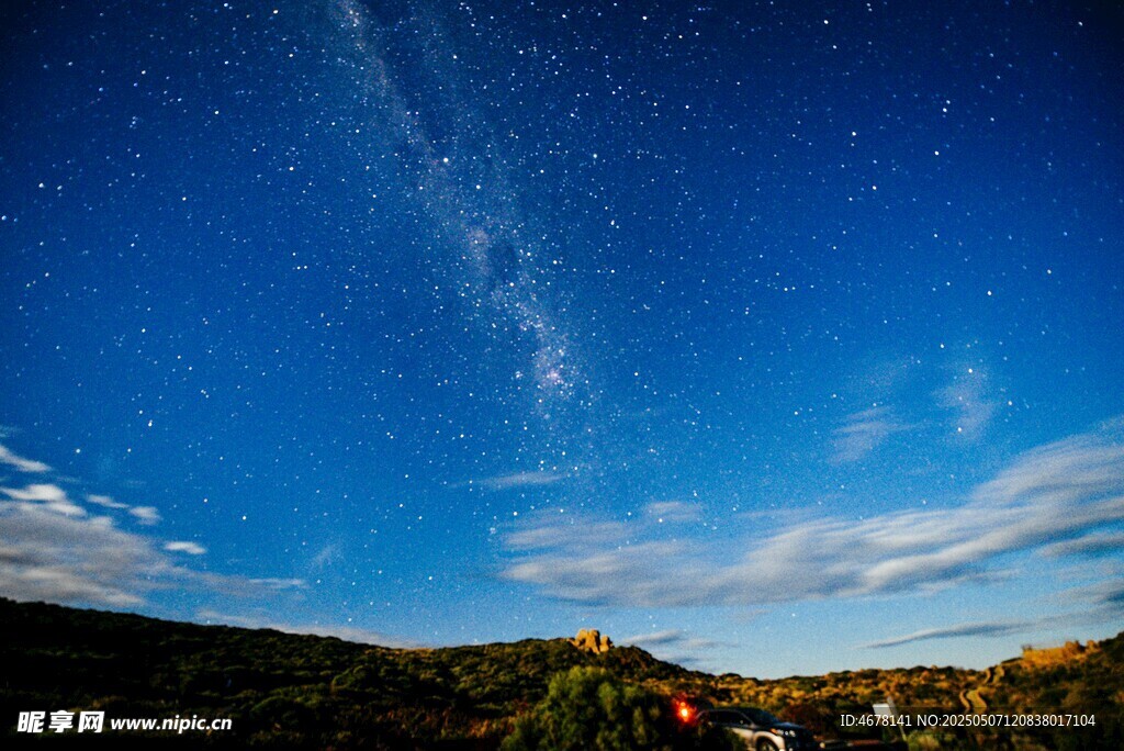 夜空下的山峦与绚烂星轨