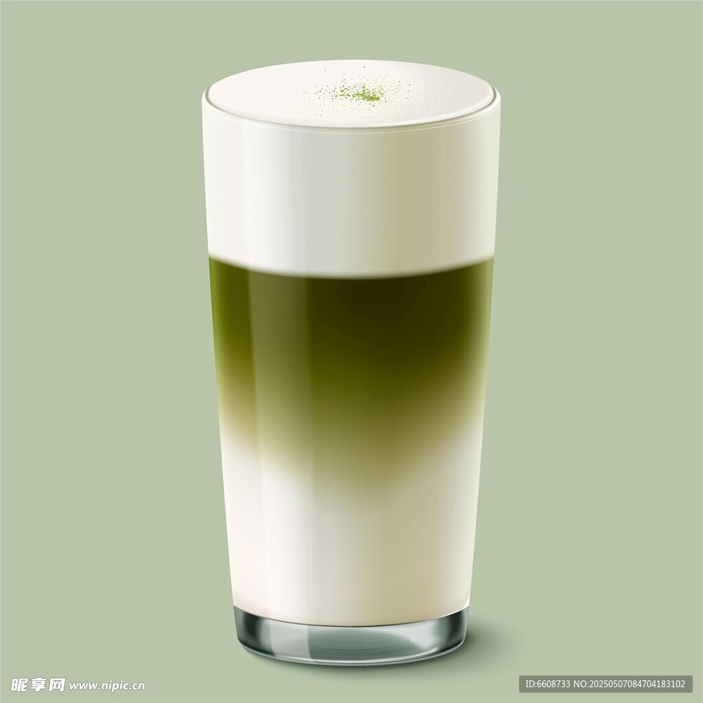 分层抹茶拿铁饮品图