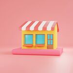粉色背景的迷你彩色小屋