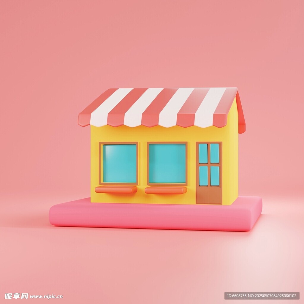粉色背景的迷你彩色小屋