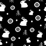 黑白兔子雪花圣诞图案