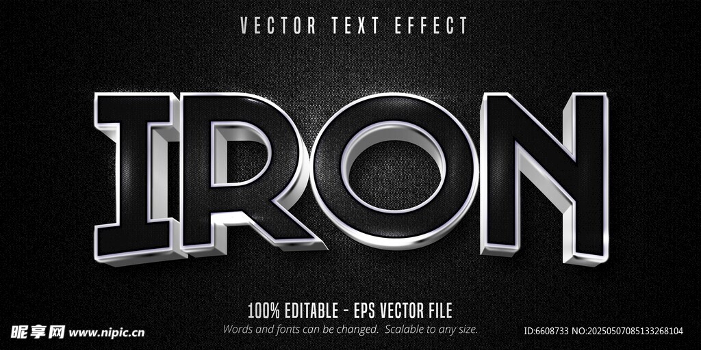 金属质感IRON字体设计