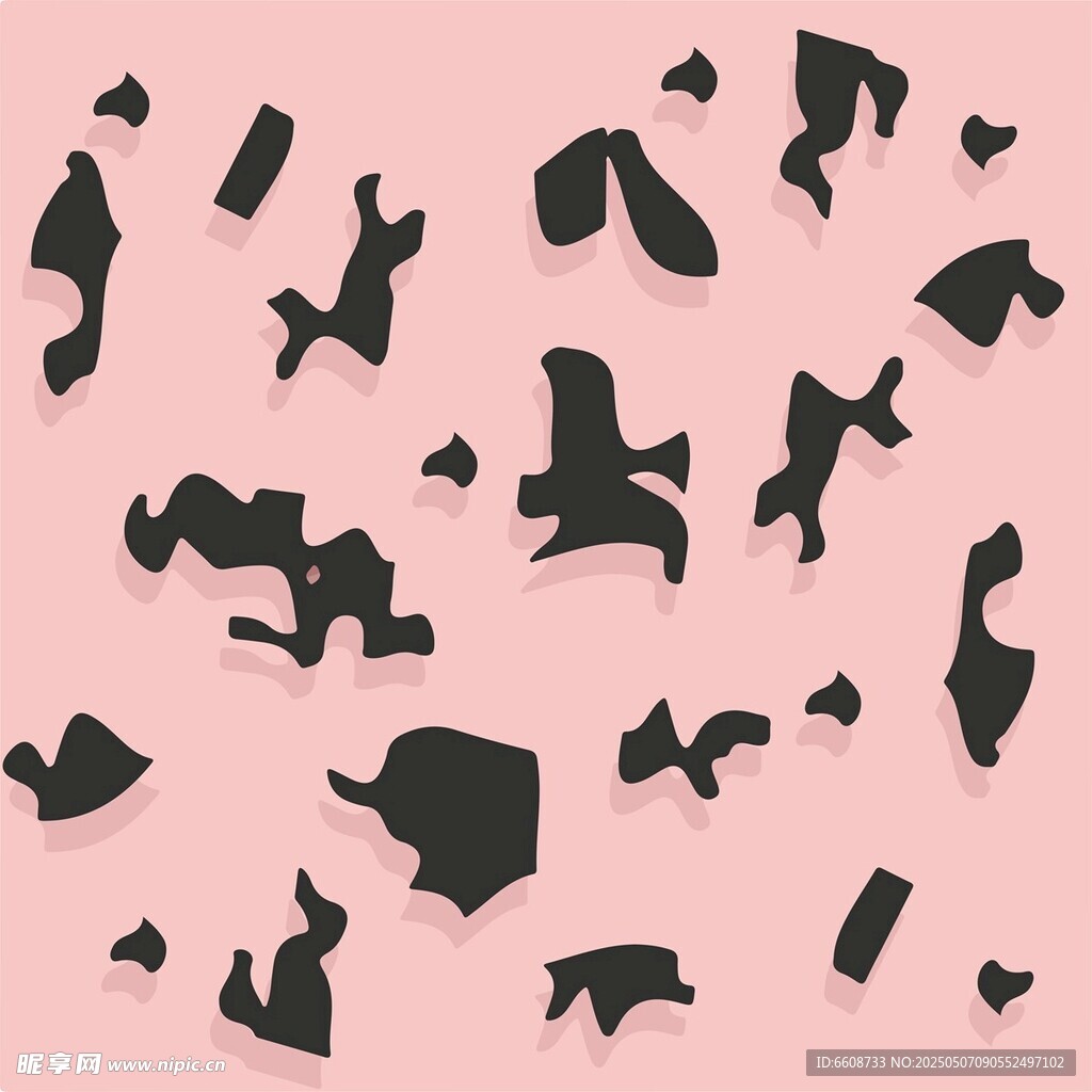 粉色背景上的黑色抽象图案