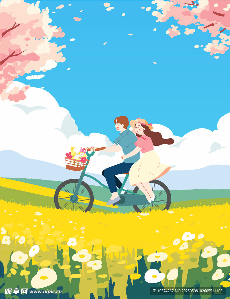 春日情侣花海骑行