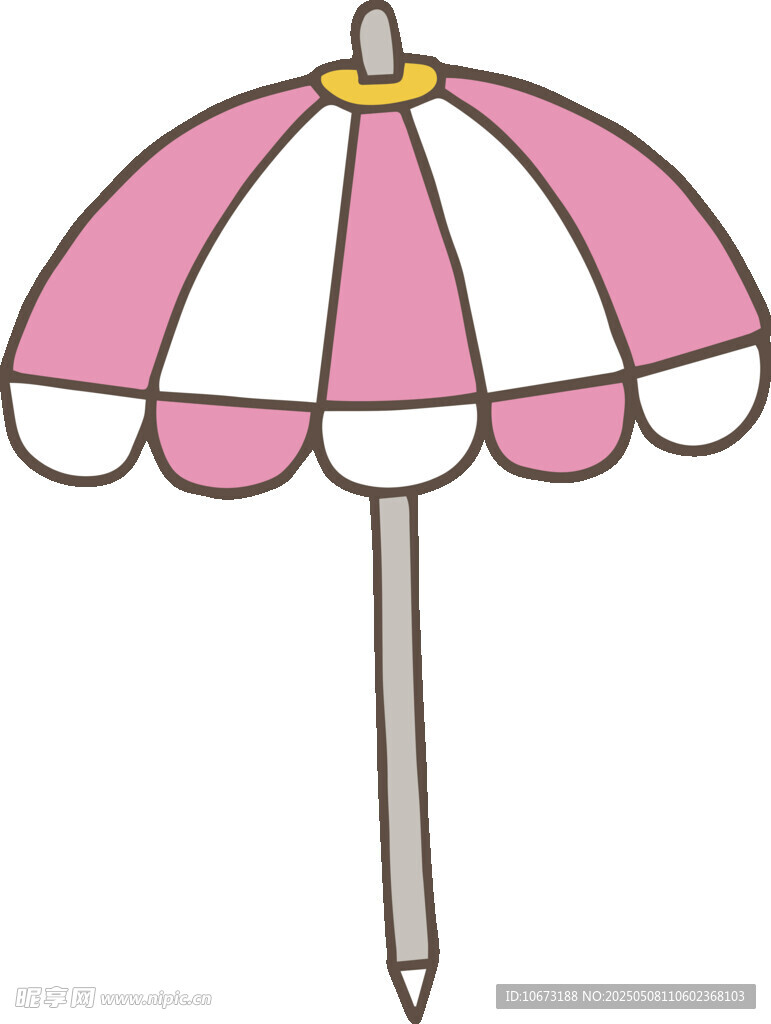 粉色条纹遮阳伞插画
