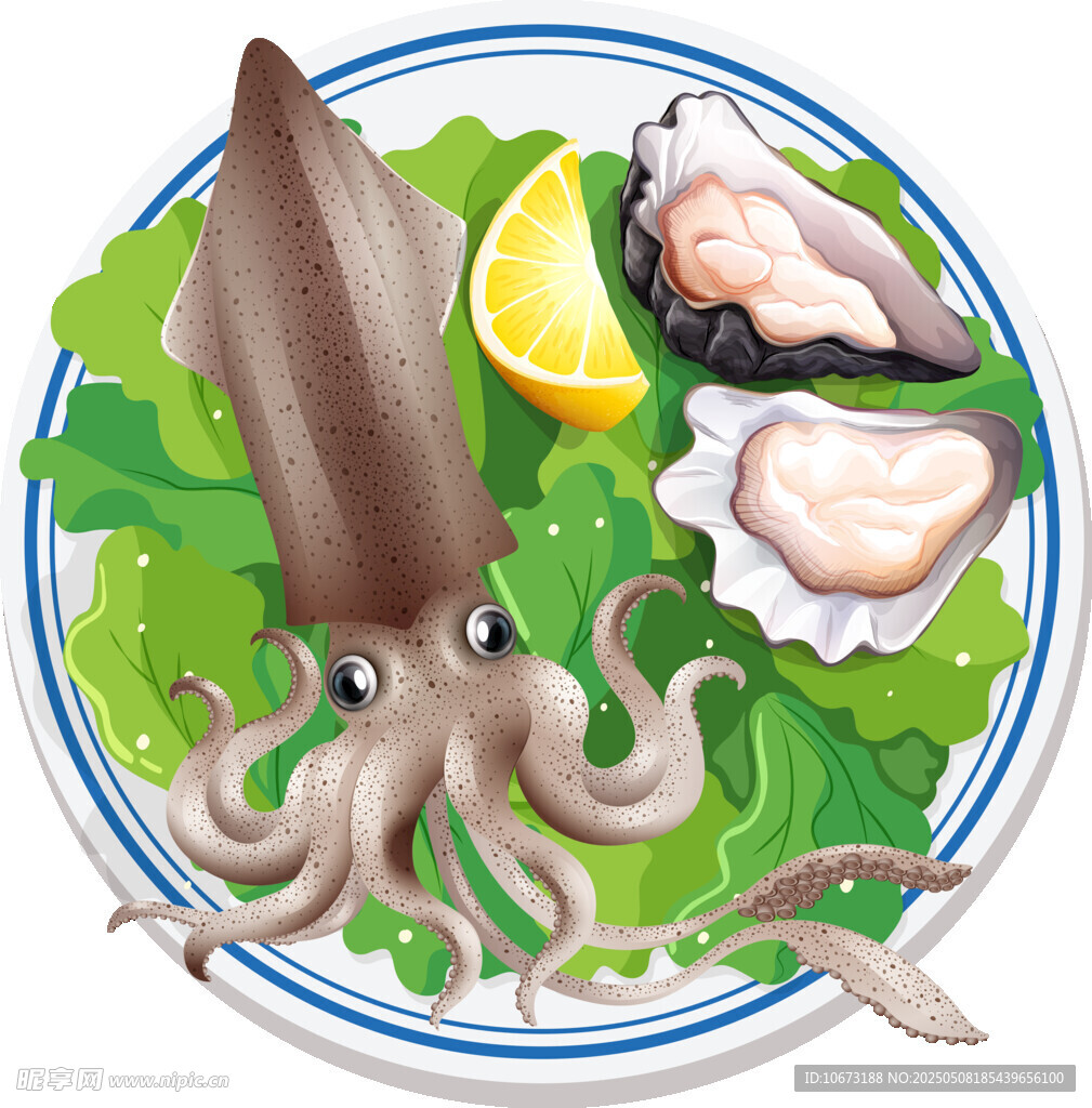 新鲜海鲜拼盘展示
