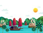 海上红帆船插图