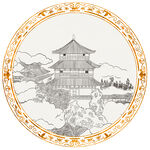 装饰画线描楼阁