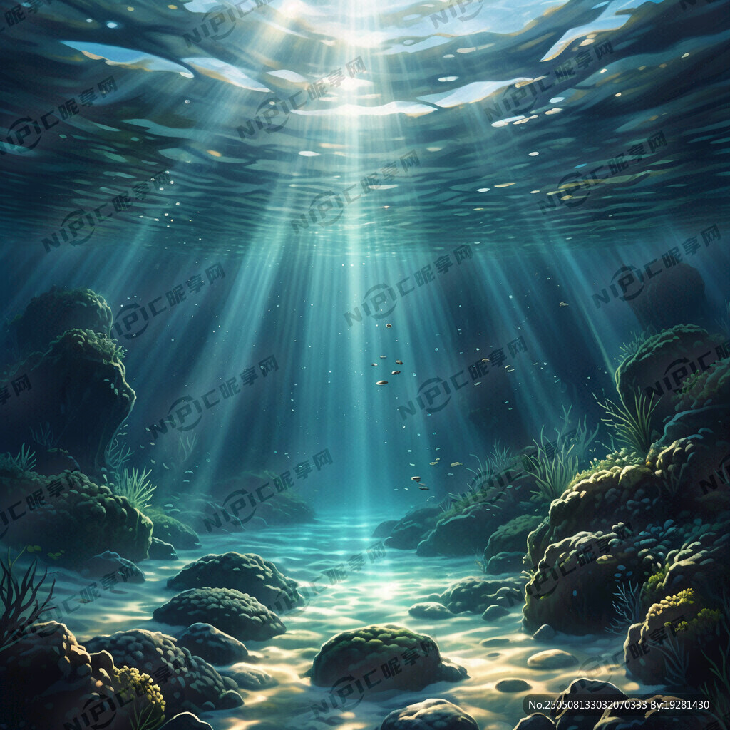 干净的海底 有光透过海水