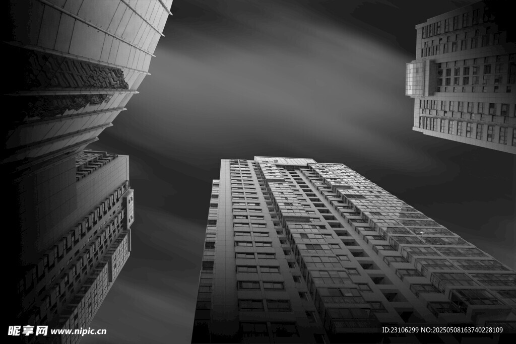 仰视城市高楼建筑景观