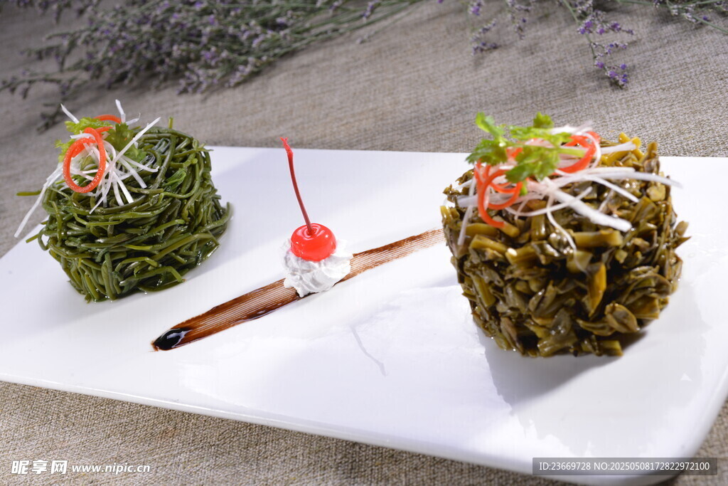 精致双色蔬菜塔美食