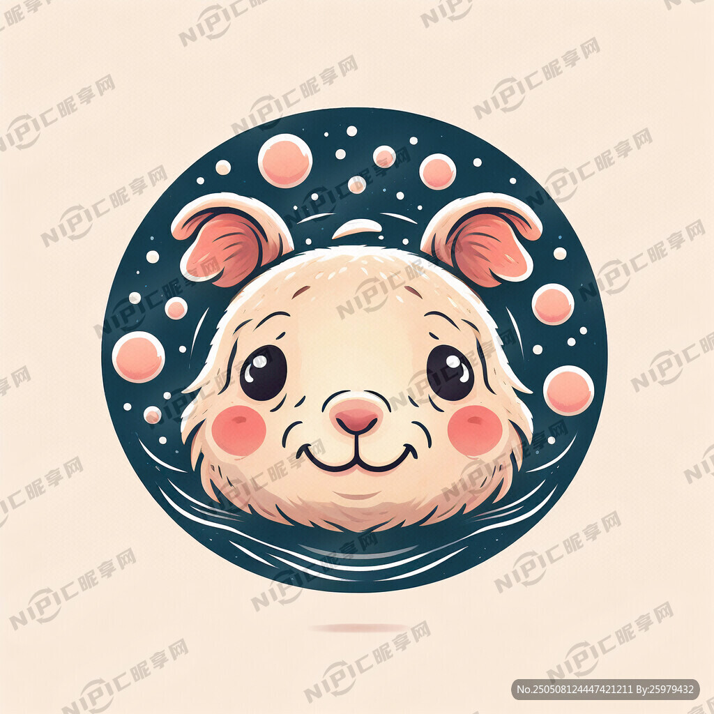 卡皮巴拉 水豚可爱表情的插画图