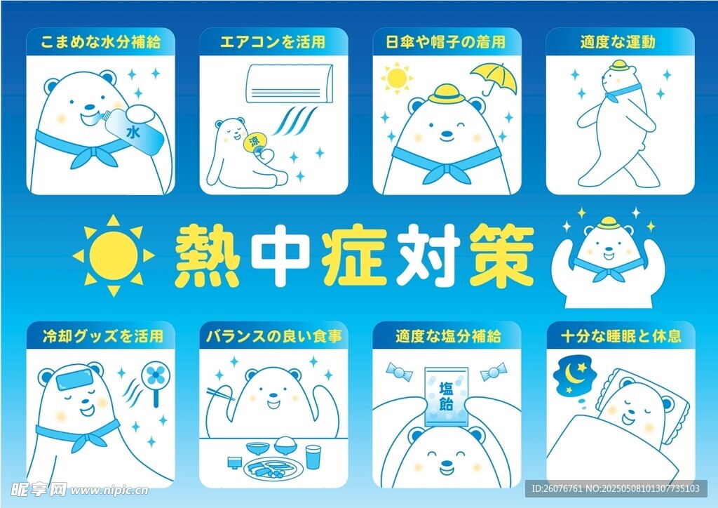 卡通北极熊夏季防署小知识