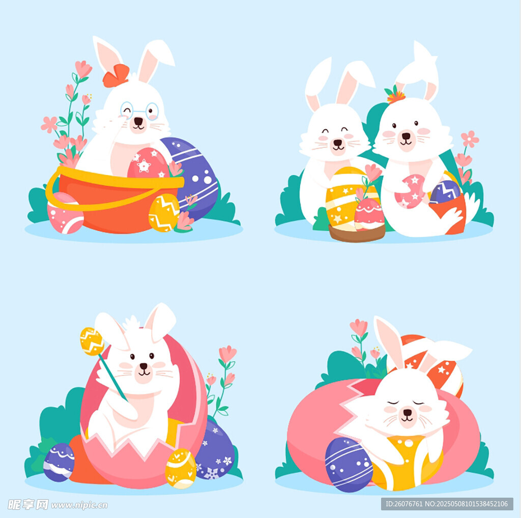 卡通小兔子节日