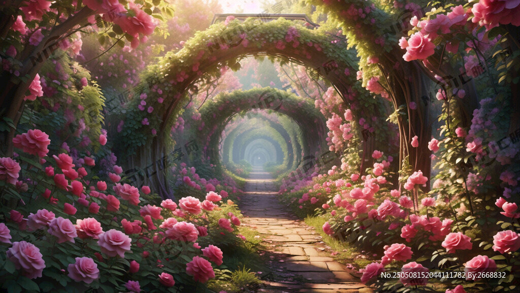 唯美蔷薇花路 隧道