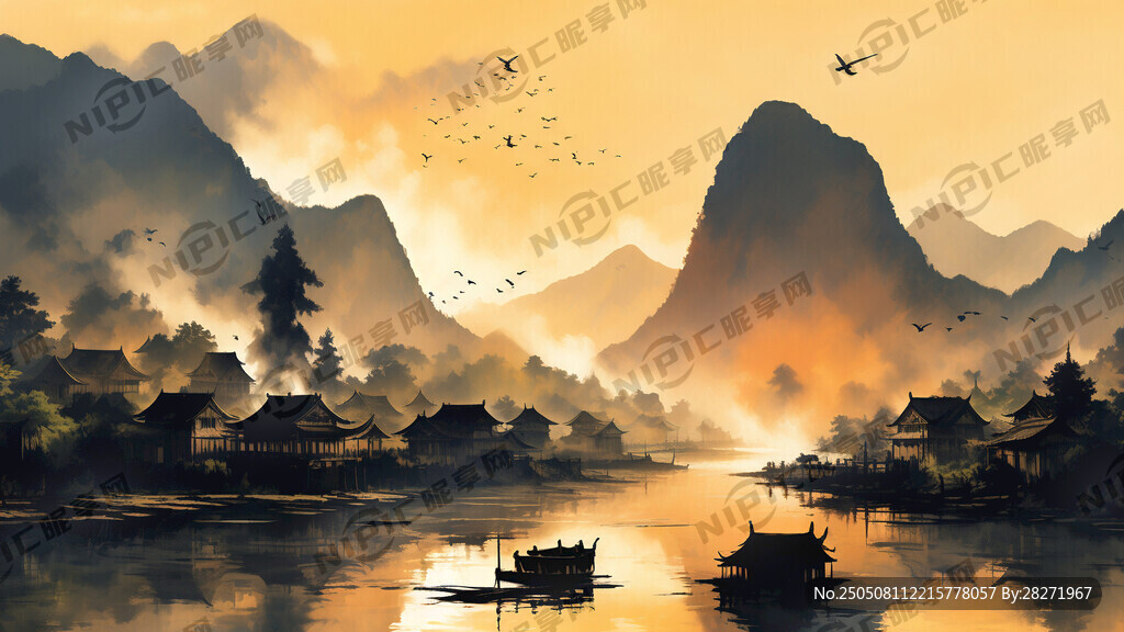 我想要一副剪影画  有袅袅飞烟