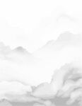 水墨风格云海景象冲孔图案