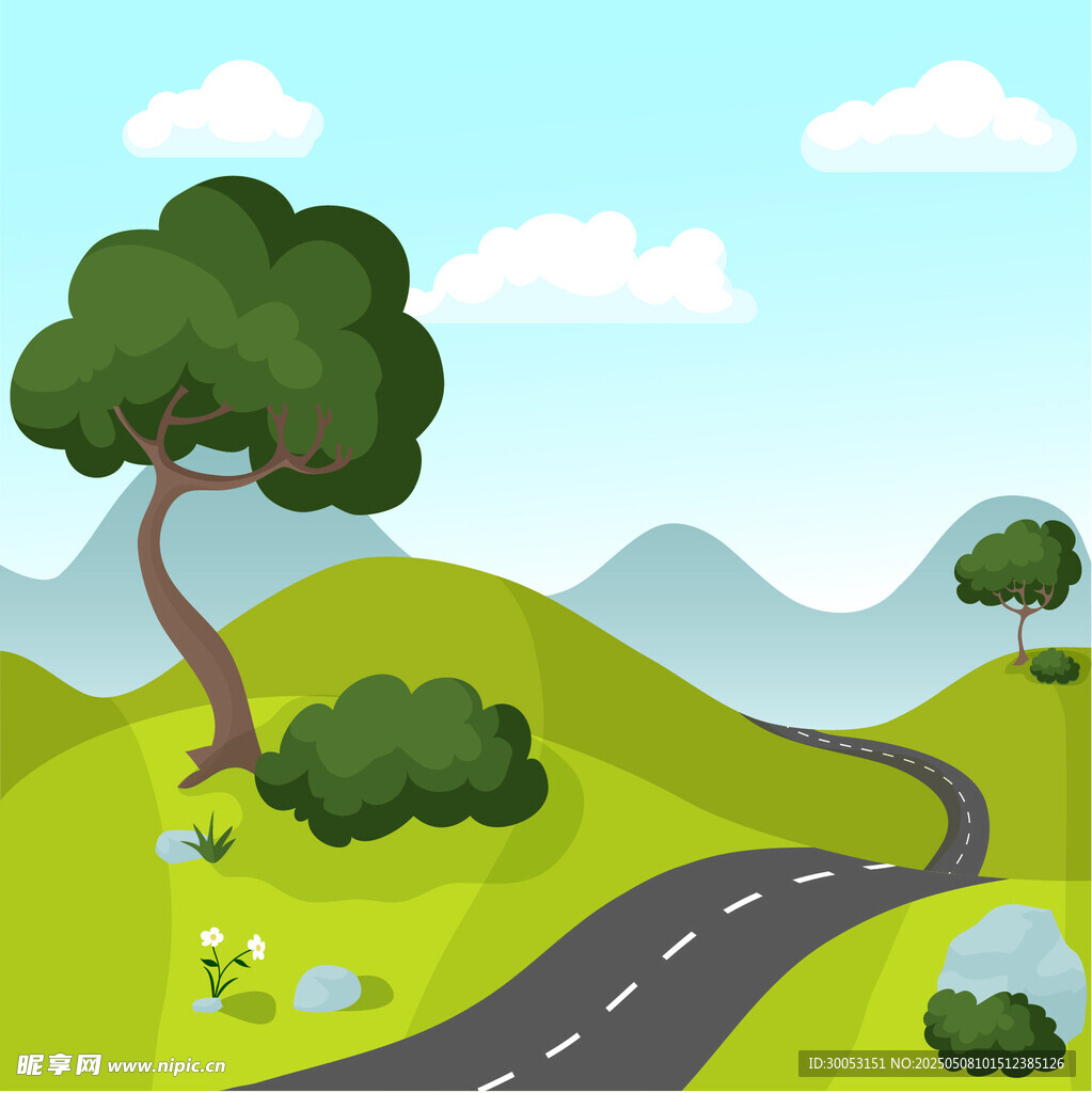 山间蜿蜒小路的清新风景