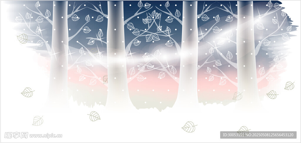 梦幻雪景中的静谧树林