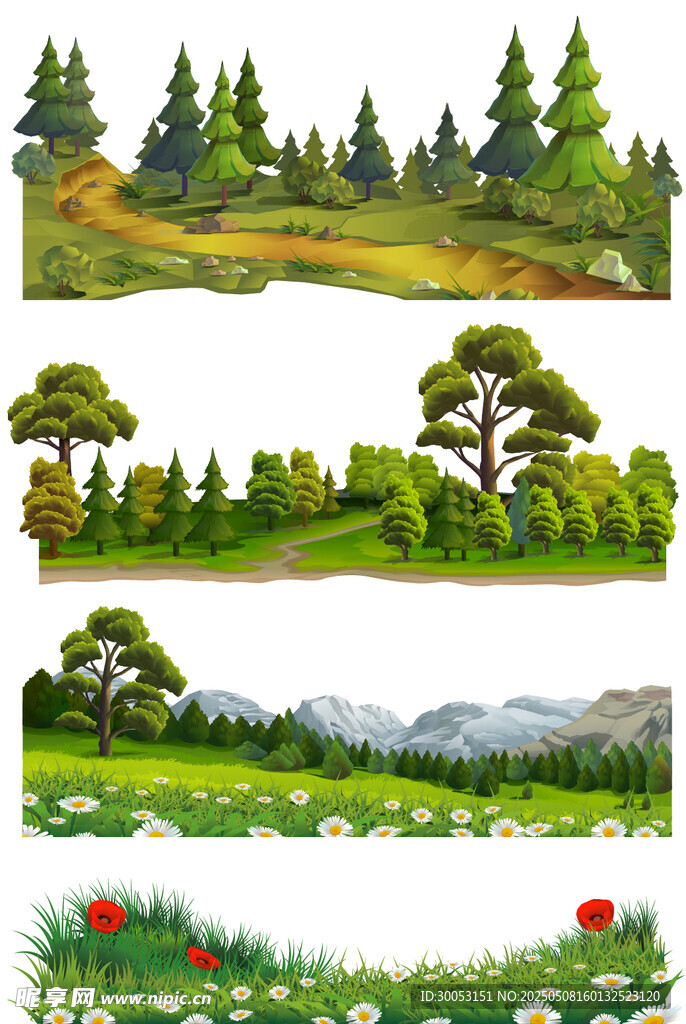 自然风光系列插画场景