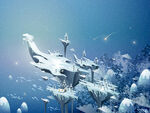 冰雪覆盖的奇幻空中城堡