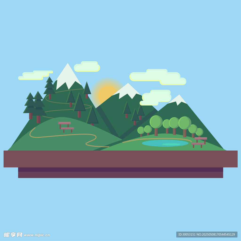山间美景插画
