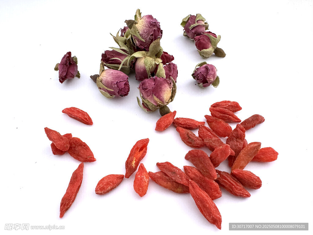 干制玫瑰花与枸杞干货