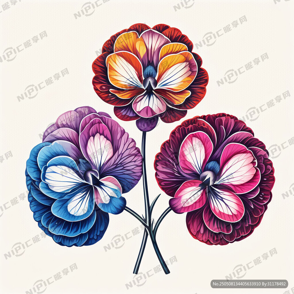 五片三色堇花瓣