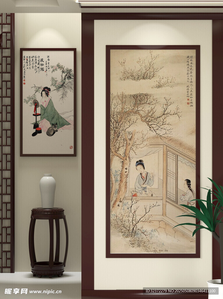 中式挂画样机