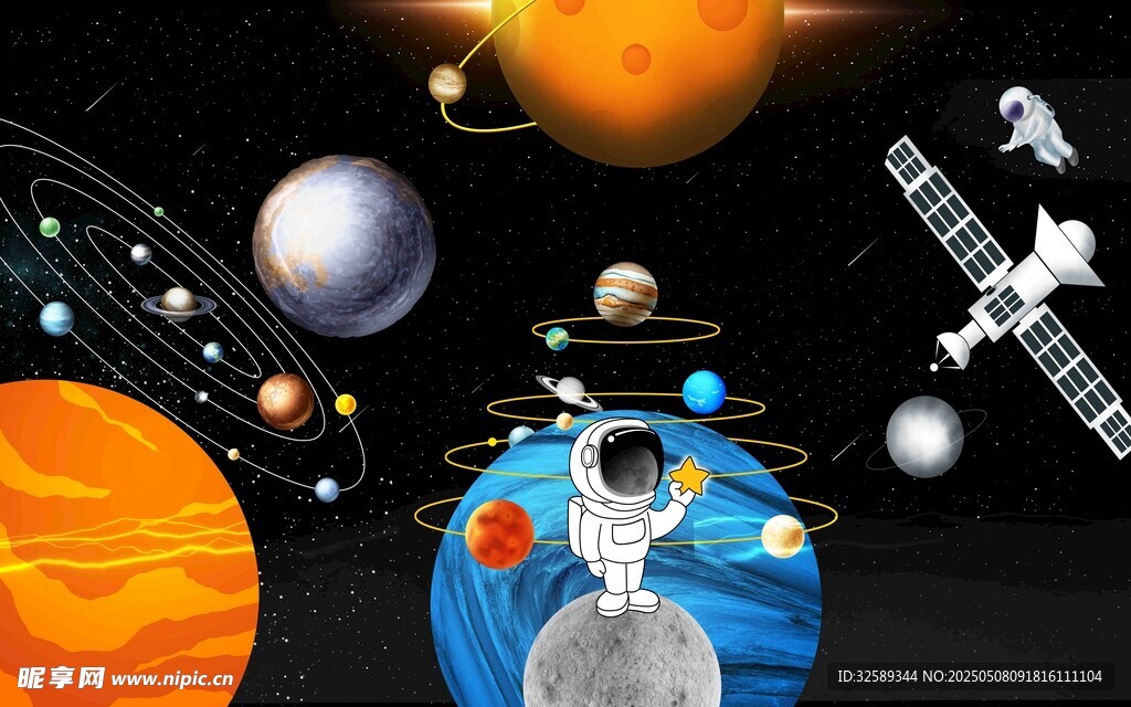 梦幻太空场景与宇航员